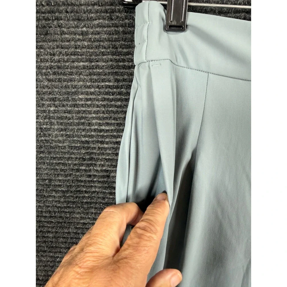 Athleta Womens Wide Leg Pleated Trouser Pants Light Blue Grey High Rise Size 0P